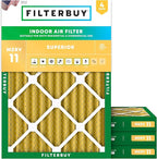 Filterbuy 14x20x2 Air Filter MERV 11 Superior Pet & Allergy Defense (4-Pack), Electrostatic Pleated HVAC AC Furnace Filters Replacement, Made in USA (Actual Size: 13.50 x 19.50 x 1.75)