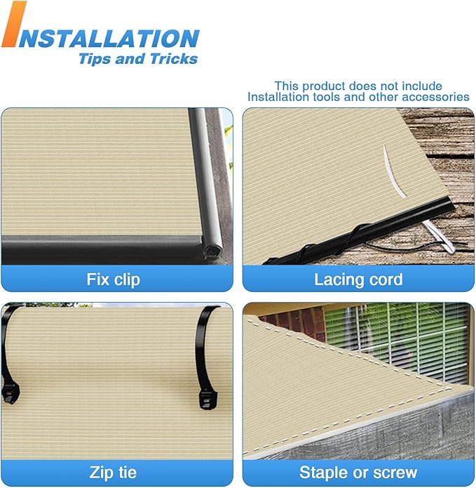 TANG Sun Shade Fabric Roll 8'x59' Shade Cloth for Garden Beige HDPE Mesh Shading Pergola Cover Replacement Canopy, 95% Blockage Sunshades for Outdoor Patio Backyard Plant