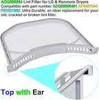 ADQ566564 Lint Filter Replacement for LG and Kenmore Dryers, Rim Without Felt Seal, Ultra Durable Lint Screen Trap with Dryer Vent Lint Brush