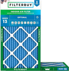 Filterbuy 11.25x23.25x1 Air Filter MERV 13 Optimal Smoke & Allergy Defense (2-Pack), Electrostatic Pleated HVAC AC Furnace Filters Replacement, Made in USA (Actual Size: 11.25 x 23.25 x 0.75)