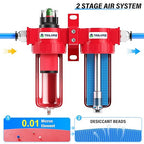 TAILONZ PNEUMATIC 0-150PSI 3/8 Inch NPT Aluminum Alloy Air Filter Drying System, Particulate Filter, Coalescing Filter, Desiccant Dryer Filtration and Drying