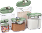 ProKeeper+ Airtight Food Storage Container Set – Clear Plastic Flour and Sugar Canister Set with Magnetic Accessories for Kitchen Organization (Pistachio, 9-Piece)
