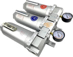 3/4" NPT SUPER DUTY Industrial Grade 3 Stages Filter Coalescing Desiccant Dryer System For Compressed Air Lines, Metal Bowls, Great For Paint Spray And Plasma Cutter (MANUAL DRAIN)