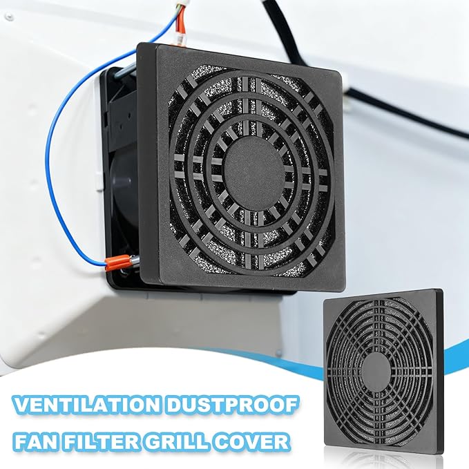 PATIKIL 150mm Fan Filter Grill, 3 Pcs Plastic Ventilation Dustproof Grill Cover Cooling Ventilator with Screws for Industry Workshop Computer Case Refrigerators Air Conditioning, Black