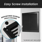 Repa Market 8 x 8 Inch (Outer) Black Square Air Vent Cover - Plastic Fresh Air Intake Vent - AC Cover with Nylon Mesh Screen, Wall, Ceiling HVAC Return Air Register, Modern Soffit Vents