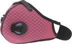 ASA Techmed Reusable Dual Air Breathing Valve Face Mask Cover with Activated Carbon Filter (Pink Cycling)
