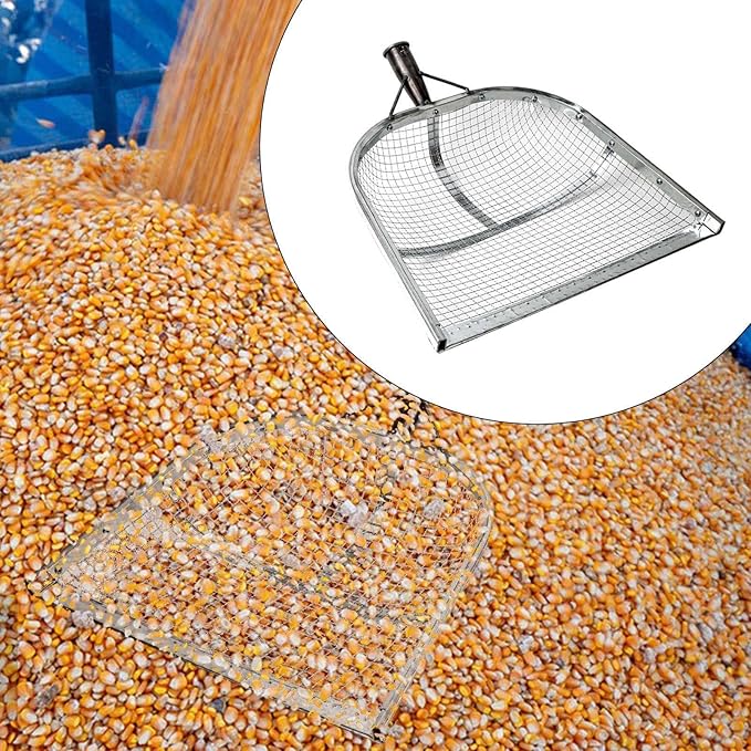 Leaking Soil Shovel Filter Stainless Steel Sieve 4mm/6mm/8mm/12mm Mesh Sifting Shovel for Sifting Corn Kernels Gardening Farm Chicken Coop and Goat Stall Multipurpose Dustpan (Sliver-12MM)
