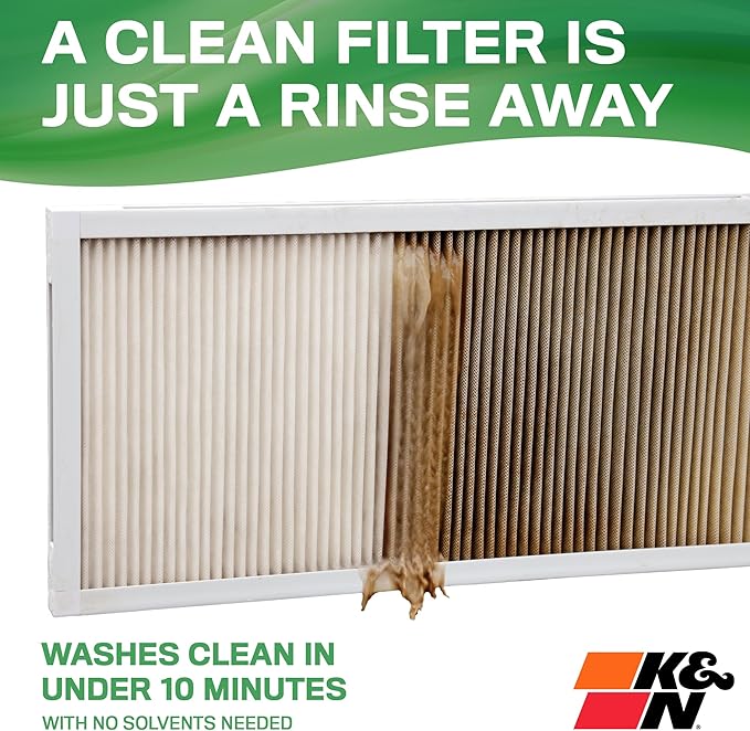 K&N 14X30X1 HVAC Furnace Air Filter, Lasts a Lifetime, Washable, Merv 13, the Last HVAC Filter You Will Ever Buy, Breathe Safely at Home or in the Office, HVC-13-11430