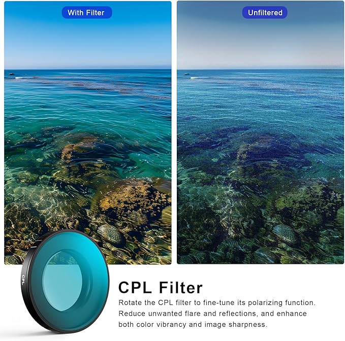 Haoge CPL Filters for Insta360 GO Ultra, CPL Polarizer Filter for Go Ultra, Multi Coated HD Optical Glass Filter with Screen Protector