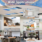 4 Pcs Fluorescent Light Covers - Classroom, Office 4 x 2 Feet Flame Retardant Magnetic Covers for Ceiling Lights Filters (Blue Sky - Rainbow)