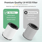 2 Pack LV-H133 Replacement Filter Compatible with LEVOIT LV-H133 Air Purifier, 3-in-1 HEPA Filter, Part No. LV-H133-RF