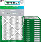 Filterbuy 10x18x1 Air Filter MERV 8 Essential Dust & Allergy Defense (12-Pack), Electrostatic Pleated HVAC AC Furnace Filters Replacement, Made in USA (Actual Size: 9.50 x 17.50 x 0.75)