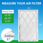 LotFancy 16x25x1 Air Filter MERV 8 4-Pack, Electrostatic Pleated Furnace & AC Filter, Captures Dust, Pet Hair, Pollen, Actual Size: 15.75"x24.75"x0.75"
