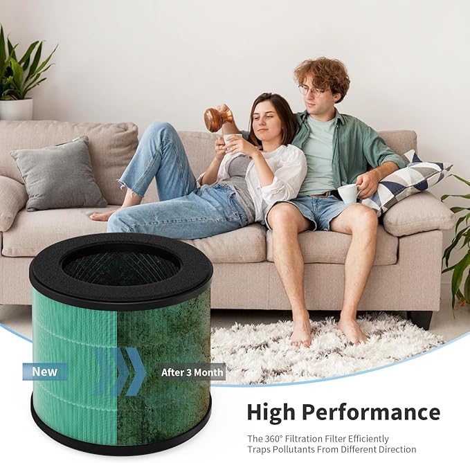 AC300 Replacement Filter Compatible with Purivortex AC300 Purifiers, 3-in-1 Filter（2-Pack）-Green