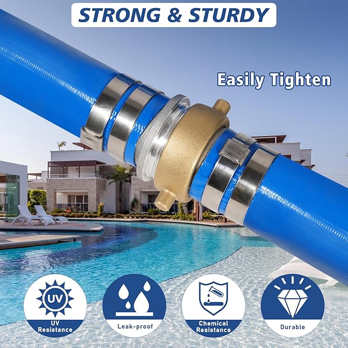3" x 50 ft Backwash Hose for Swimming Pools, Heavy Duty PVC Lay Flat Water Discharge Hose,Durable Pool Drain Hose with Aluminum Pin Lug Fittings for Pump And Filters