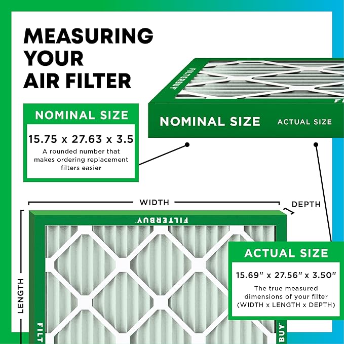 Filterbuy 15.75x27.63x3.50 Air Filter MERV 11 Superior Pet & Allergy Defense (3-Pack), Pleated HVAC AC Furnace Filters for AprilAire Space-Gard 104 & 2140 (Actual Size: 15.69 x 27.56 x 3.50)
