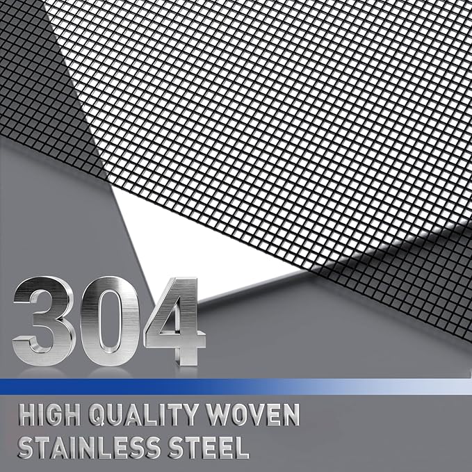 MAGZO 304 Stainless Steel Mesh Screen Roll 47in x 10ft - 22 Mesh Pet Proof Metal Window Screen Replacement, Screen Door Mesh for Patio,Porch,Pet,Cage,Vent Cover,Filter,Gutter Guard,Rodent Protection