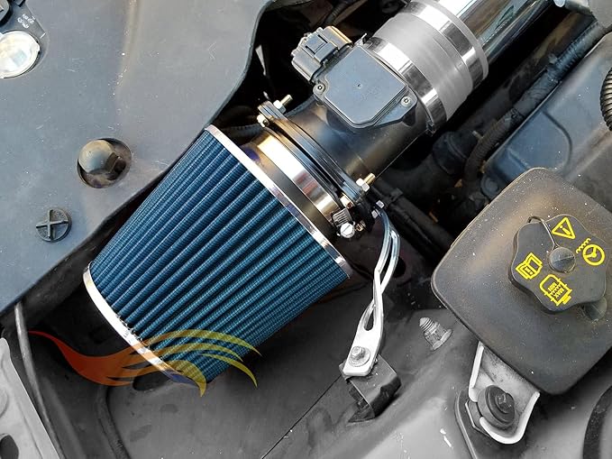 BLUE 3.5" 89 mm Inlet Truck Air Cone Replacement Performance Washable Clamp-On Dry Air Filter (8" Tall)