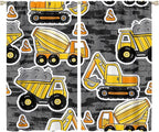 Kids Construction Excavator Window Curtains, Yellow Excavator Transporter Truck Cartoon Vehicles Rod Pocket Decorative Window Curtain for Children Teens Room 72x63in (30% Blackout)