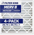 Filter King Air Filters 20.75x20.75x1 | 4-PACK | MERV 8 HVAC Pleated AC Furnace Filters | Air Purifier | Replacement Filters for Clean, Healthy & Fresh Environment | MADE IN USA