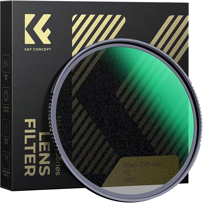K&F CONCEPT 77mm Black Diffusion 1/2 Filter Mist Cinematic Effect Lens Filter with 28 Multi-Layer Coatings Waterproof/Scratch Resistant for Video/Vlog/Portrait Photography (Nano-X Series)