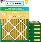 Filterbuy 15x20x2 Air Filter MERV 11 Superior Pet & Allergy Defense (6-Pack), Electrostatic Pleated HVAC AC Furnace Filters Replacement, Made in USA (Actual Size: 14.50 x 19.50 x 1.75)