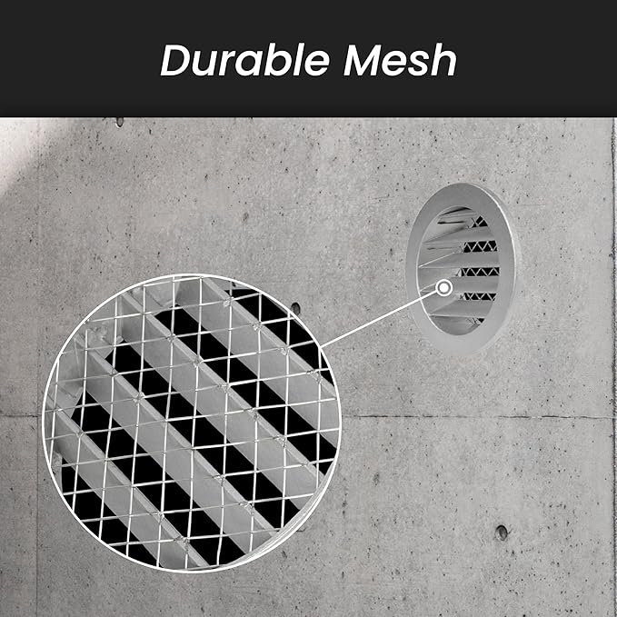 Repa Market 4" Inch Aluminum Black Soffit Air Vent Cover - Louvered Round Gable Vent with Mesh Screen - Exhaust/Intake Ventilation Grill for House, Bathroom - Indoor/Outdoor Metal Duct Grate