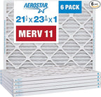 Aerostar 21 1/2x23 5/16x1 MERV 11 Pleated Air Filter, AC Furnace Air Filter, 6 Pack (Actual Size: 21 1/2" x 23 5/16" x 3/4")