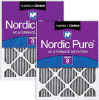 Nordic Pure 12x12x1 (Actual Size: 11 3/4 x 11 3/4 x 3/4) Furnace Air Filters MERV 8 Pleated Plus Carbon 2 Pack