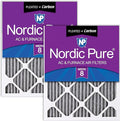 Nordic Pure 16x20x1 (Actual Size: 15 1/2 x 19 1/2 x 3/4) Furnace Air Filters MERV 8 Pleated Plus Carbon 2 Pack