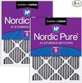 Nordic Pure 18x24x1 (Actual Size: 17 1/2 x 23 1/2 x 3/4) Furnace Air Filters MERV 8 Pleated Plus Carbon 2 Pack