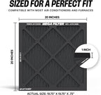 PuroAir MegaFilter - 20x20x1 Air Filter MERV 13 Activated CarbonTech Defense - Heavy Duty 3 Layer Furnace Filters Allergens, Pollen, Dust, Pet Dander, Smoke, Odors - HVAC Air Filter 20x20x1 (2-Pack)