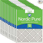 Nordic Pure 18x20x1 (Actual Size: 17 1/2 x 19 1/2 x 3/4) Pleated MERV 13 Air Filters 12 Pack