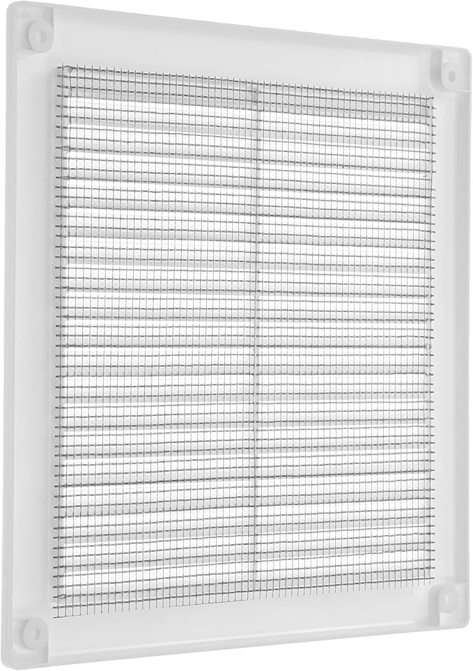 Vent Systems 6" x 6" Inch (Opening Dimensions) - Pack of 5 - Plastic White Soffit Vent Cover - Flat Square Air Vent Grille - Air Vent Deflector - HVAC 8" x 8" Inch (Overall Dimensions)