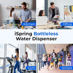 iSpring Bottleless Water Dispenser with 4-Stage Filtration, SGS-Tested 99% of Lead Removal, Water Cooler Dispenser - Hot, Cold, Room Temp, Self Cleaning, Stainless Steel, Silver, Model: DS4S-PB
