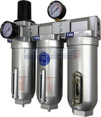 SUPER HEAVY DUTY HIGH FLOW AIR FILTRATION SYSTEM, 2 STAGE PARTICULATE FILTER PLUS OIL REMOVING COALESCING FILTER COMBINATION (1/2" NPT, MANUAL DRAIN)