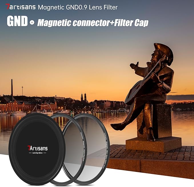 7artisans Nano Magnetic Filter UV Filter ND Light Reduction Filter/CPL Polarization Filter/GND Gradient Filter/Black Mist 1/4 Portrait Photography Filter Suitable for Lens(77mm GND0.9)