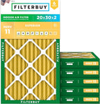 Filterbuy 20x30x2 Air Filter MERV 11 Superior Pet & Allergy Defense (6-Pack), Electrostatic Pleated HVAC AC Furnace Filters Replacement, Made in USA (Actual Size: 19.75 x 29.75 x 1.75)
