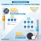 20" Slim Blue Iron Buster Filter Set (3-Pack) for Whole House Water Filtration Systems w/ 20" x 2.5" Sediment, Iron Manganese Reduction, CTO Carbon Block Water Filters