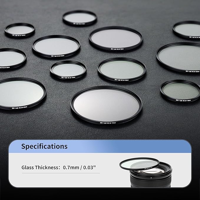 JJC 62mm Ultra Low Reflectivity UV Lens Protection Filter with 44 Multi-Coated, Waterproof Oil-Proof Scratch Resistant HD Camera Lens Filter