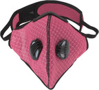 ASA Techmed Reusable Dual Air Breathing Valve Face Mask Cover with Activated Carbon Filter (Pink Cycling)