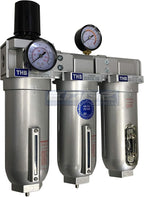 SUPER HEAVY DUTY HIGH FLOW AIR FILTRATION SYSTEM, 2 STAGE PARTICULATE FILTER PLUS OIL REMOVING COALESCING FILTER COMBINATION (1/2" NPT, MANUAL DRAIN)