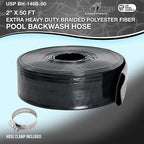 U.S. Pool Supply Pool Backwash Hose 2 Inch Diameter x 50 Feet - Discharge Hose for Pump, Sand Filter & Sump Pump Hoses - Burst Resistant Lay Flat Drainage Hoses for Inground & Above Ground Pools