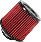 Cold Air Intake Filter High Performance Washable Filter Clamp-On Replacement Air Filter Flange Diameter 3inch/76mm Red