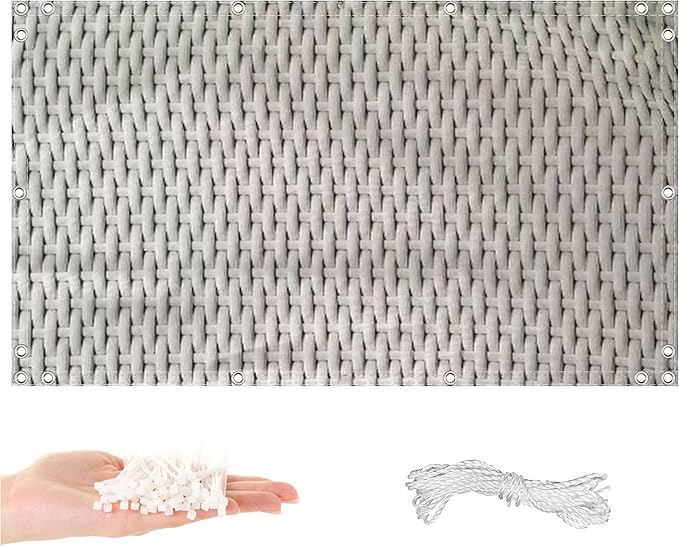 Balcony Privacy Screen 3.6' x 49.2' UV Protection 96% Outdoor Dog Fence, with Grommets, for Deck, Patio, Backyard, Outdoor Pool, Porch, Railing, Weaving Pattern