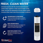 LiquaGen Activated Alumina + Carbon + KDF-55 Replacement Water Filter Cartridge – Helps Manage Fluoride, Chlorine & Taste, Refillable 2.5" x 10", 2.5" x 20", 4.5" x 10", 4.5" x 20" (1, 2.5" x 10")
