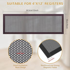 8 Pack Strong Magnetic Floor Vent Cover - PVC Mesh Register for Wall Ceiling Floor Catch Debris Hair Insect (Black, 4 x 12 Inch)