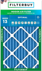 Filterbuy 18x30x2 Air Filter MERV 13 Optimal Smoke & Allergy Defense (1-Pack), Electrostatic Pleated HVAC AC Furnace Filters Replacement, Made in USA (Actual Size: 17.50 x 29.50 x 1.75)