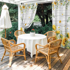 Sunflowers Outdoor Curtains for Patio Summer Floral Eucalyptus Leaf Wood Plank Waterproof Outside Curtains with Grommet Top Weatherproof Curtain for Cabana Pergola Gazebo, 1 Panel, 54" W x 108" L