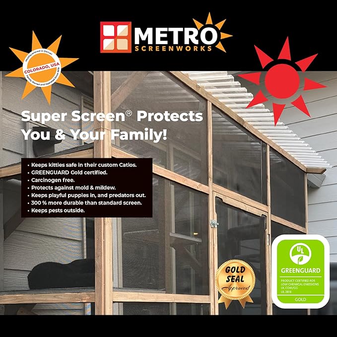 Pet & Weather Resistant Insect Screen - 17/14 Super Screen (72 in x 100 ft) - Mesh Screen for Patio Porch Pool Cage & Lanai - Replacement Screen Roll, Black - Dog & Cat Proof Screens for Windows